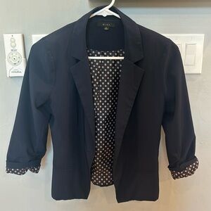 Mine navy blazer with tan polka dot lining